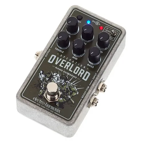 Electro Harmonix Nano Overlord Overdrive - Gitarren-Effektgerät für E-Gitarre & Bass; Verstärkerähnlicher JFET-Overdrive mit drei Gain Stufen und zuschaltbarem Boost für kraftvolle Distortion.