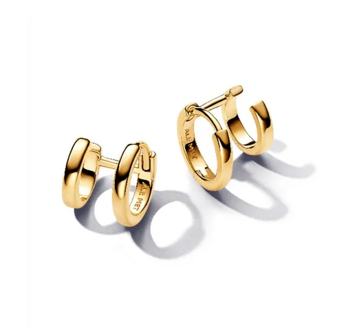 Pandora Essence Doppelte Huggie-Kreolen-Ohrringe - Elegante Ohrringe für Damen aus Sterling Silber mit vergoldeter Metalllegierung, bieten einen einzigartigen doppelten Huggie-Effekt für stilvolles Tragen.