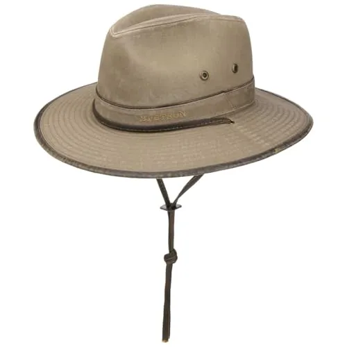 Stetson Tarnell Traveller Baumwollhut Herren mit UV-Schutz 40+ - Hochwertiger Baumwollhut für Herren, ideal für den Sommer. Der UV-Schutz 40+ sorgt für Sicherheit unter der Sonne, während seitliche Luftösen für optimalen Tragekomfort sorgen. Perfekt für Outdoor-Aktivitäten.