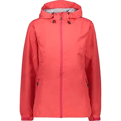 CMP Woman Jacket FIX Hood corallo (C712) 36 - Funktionsjacke für Damen, wasserdicht mit 10.000 mm und atmungsaktiv. Ideal für Outdoor-Aktivitäten, leicht verstaubar und mit verstellbaren Ärmelbündchen für optimalen Komfort.