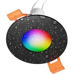 ledscom.de Bad-Deckeneinbaurahmen ERID, Feuchtraum, Badezimmer, IP44, rund, schwarz matt, warmweiß - weiß, 473lm, Smart Home, WLAN, Alexa