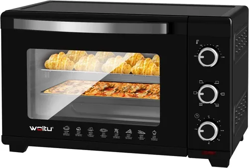 WOLTU Mini Backofen 32L - 1600W, 5 Heizmodi - Minibackofen mit 32L Kapazität und 1600W Leistung. Ideal für schnelles Backen, Grillen und mehr. Mit Doppelglastür für Sicherheit und einfacher Reinigung dank spülmaschinenfester Teile.