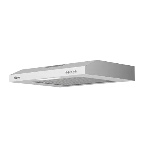 CIARRA Unterbauhaube CAS6903B, 60cm Edelstahl - Platzsparende Dunstabzugshaube mit 220 m³/h Luftstrom, ideal für kleine Küchen. Mit spülmaschinengeeignetem Aluminiumfilter und energieeffizienter LED-Beleuchtung.