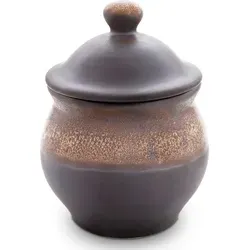 Original Bunzlauer Keramik 1,0 Liter Vorratsdose Behälter zur Aufbewahrung von Lebensmittel Ø12,1 cm, H 16 cm Design ZACIEK braun