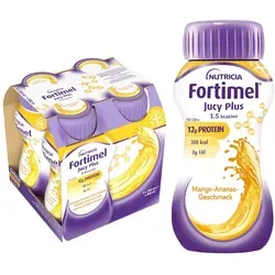 Fortimel Jucy Plus Mango Ananas - Nahrungsergänzungsmittel für hohen Energiebedarf, 300 kcal und 12 g Eiweiß pro Flasche – ideal für krankheitsbedingte Mangelernährung.