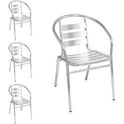 Mojawo® Bistro Stapelstuhl Aluminium 4er Set - Elegantes 4er Set Bistro Stapelstühle aus wetterfestem Aluminium, ideal für Garten, Terrasse oder Balkon. Leicht, stapelbar und platzsparend – perfekt für entspannte Stunden im Freien.