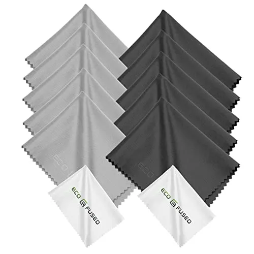 Eco-Fused Mikrofasertücher - 12er Pack - Zum Reinigen von Brillen, Sonnenbrillen, Kameraobjektiven, iPad, Tablets, Handys, iPhone, Android-Telefonen, Laptops, LCD-Bildschirmen und Anderen