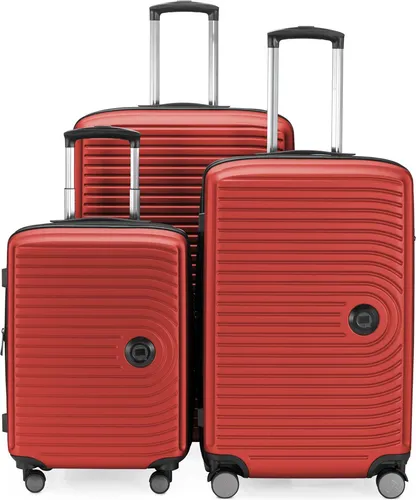 HAUPTSTADTKOFFER - Mitte - 3-teiliges Koffer-Set mit Hartschale, TSA und 4 Rollen in Rot - Praktisches 3-teilige Koffer-Set: Ideal für Kurz- und Langtrips mit erweiterbarem Volumen, robustem Design und leichtem Transport durch 4 leise Rollen. Sicher und komfortabel auf Reisen!