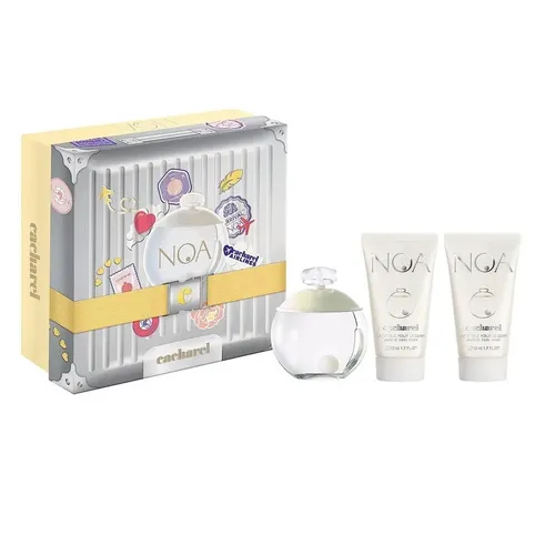 Cacharel Noa Geschenkset für Frauen 3.4 oz - Parfüm-Geschenkset mit 100ml Cacharel Noa Eau de Toilette und zwei 50ml Körperbalsamen – ideal für eine verwöhnende Pflege und schöne Düfte.