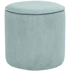 Samtiger Cord-Pouf in Blaugrau D40 cm PAUL