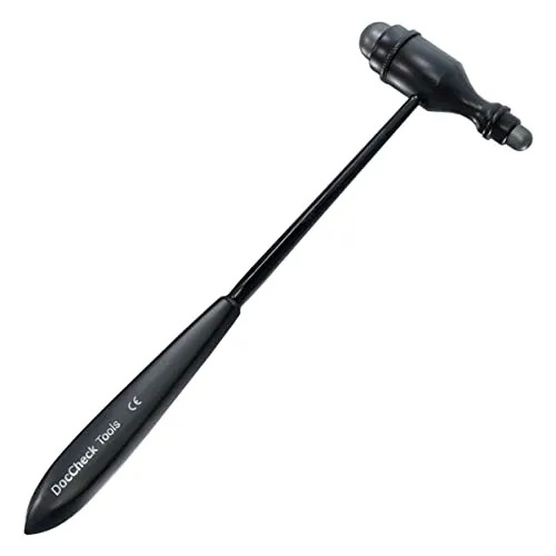DocCheck Reflexhammer "Klopp" nach Trömner – Metallgriff, Neurologische Griffspitze für Dehn- und Hautreflexe, Schwerer Hammerkopf, einfache Desinfektion, in verschiedenen Farben erhältlich (Schwarz)