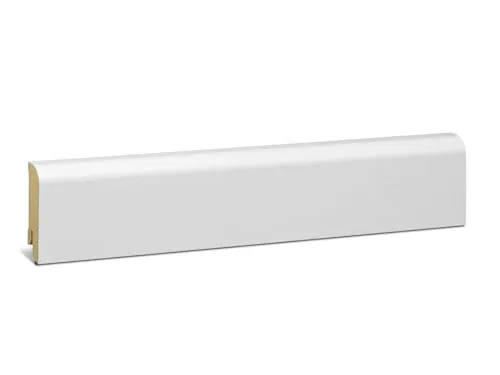 KGM Sockelleiste Oben Rund - Weiß folierte MDF Fußbodenleiste - Maße: 2400 x 18 x 58 mm - 1 Stück