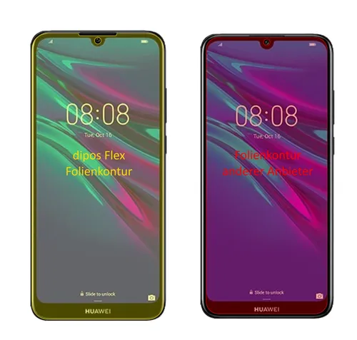 2x Schutzfolie für Huawei Y6 (2019) inkl. Rundung Flex Folie dipos Display