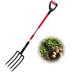 VEVOR Dunggabel, 4-Zinken-Heugabel mit Fiberglasstiel - Heugabel für vielseitige Gartenarbeiten, ergonomischer Y-Griff für optimalen Halt und bruchfester Fiberglasgriff, ideal für intensive Nutzung und verschiedene Gartenbedürfnisse.