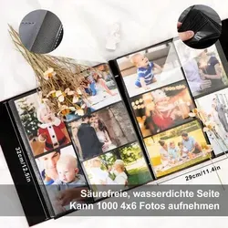 Fotobuch 1000 Fotos 10x15 XXL Leinen Einsteckalbum Blau 33x31x9cm