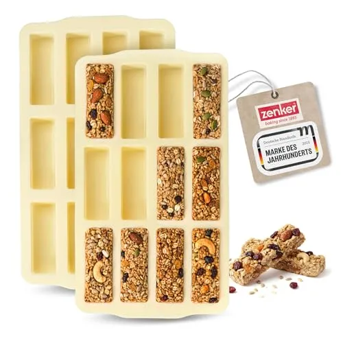 Zenker Müsliriegel Backform 2er-Set – Silikonform für 24 Riegel - Praktisches 2er-Set für kreative Backideen: Bereiten Sie 24 gesunde Riegel in einer Form zu. Hitzebeständig und spülmaschinengeeignet – ideal für große Familien und Vorratshaltung!