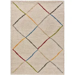 Atticgo Hochflorteppich, Weiß, Textil, Ethno, Rechteckig, 160x230 cm, Oeko-Tex® Standard 100, antistatisch, für Fußbodenheizung geeignet, leicht zusammenrollbar, Teppiche & Böden, Teppiche, Hochflorteppiche & Shaggys