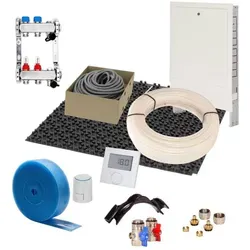 m2 Set Noppensystem 35 mm WLG 040 16x2 PE-RT Rohr Raster 10 cm 2 Heizkreise LCD Regler 230 V + Zubehör 10