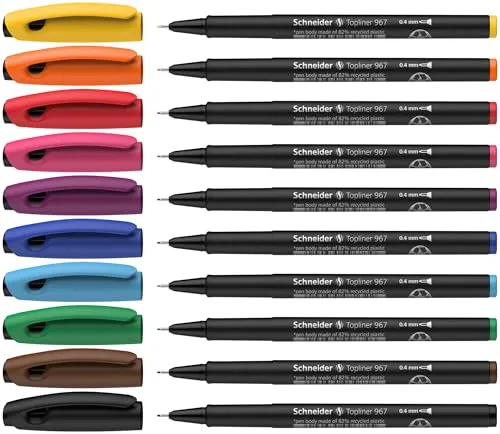 Schneider Topliner 967 Fineliner (Strichstärke 0,4 mm) 10er Etui sortiert