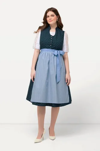 Ulla Popken Dirndl Dirndl Schmuckknöpfe Stehkragen V-Ausschnitt schwarz 54