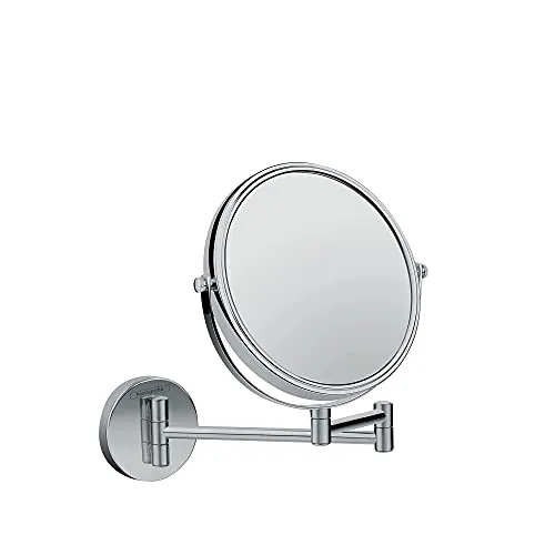 Hansgrohe Logis Universal Rasierspiegel 73561000 - Kosmetikspiegel mit 3-facher Vergrößerung, schwenkbar und neigbar für präzise Rasur und Make-up.