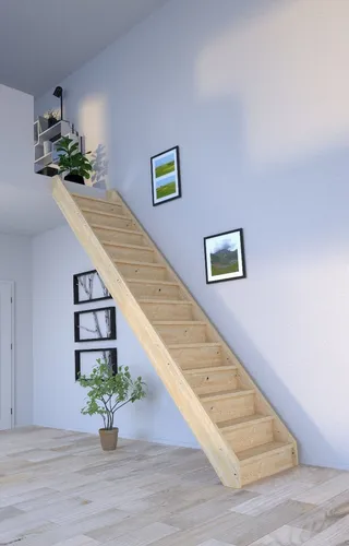 Starwood Holztreppe Korfu - Gerade Raumspartreppe ohne Geländer - Massivholztreppe Korfu für optimale Raumausnutzung. Einfache Selbstmontage mit Anleitung. Ideal für individuelle Gestaltung und anpassbare Deckenöffnungen.