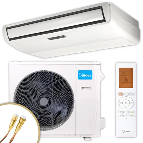MIDEA Klimaanlage Truhen-Set MUE2-36HRFNX(GA) 10,5 kW - Effiziente Klimaanlage für Räume bis 110 m². Schneller Anschluss mit Quick-Connect Flextruhe und vielseitiger Montage. Genießen Sie optimalen 3D-Luftstrom und einfache Wartung.