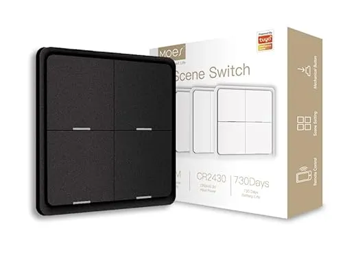 MOES ZigBee 12 Scene Funkschalter - Smart Home Wandschalter für einfache Szenensteuerung, kompakt und kabellos mit 12 Szenen für Ihr intelligentes Zuhause, benötigt MOES ZigBee Hub.