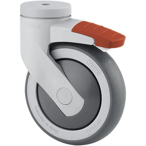 TENTE Lenkrolle 100 mm mit Feststeller - Transportgeräte & Rampen, ideal für unebene Böden dank hervorragendem Fahrkomfort und glatter Oberfläche, Tragkraft bis 300 kg.