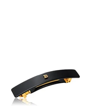 Balmain Hair Couture Cellulose Acetate Barrette Medium Black - Haarspangen aus strapazierfähigem Zelluloseacetat mit 14-karätigem vergoldetem "B"-Logo. Hypoallergen, perfekt für eleganten Halt und stilvolle Hochsteckfrisuren.
