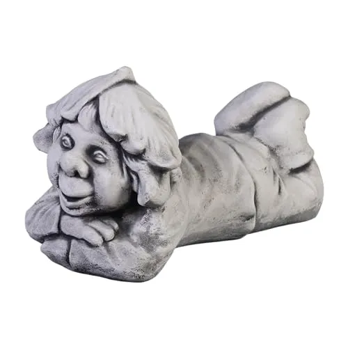 Gartendekoparadies Gnom Kleiner Faulpelz, Steinfigur für den Garten - Wunderschöne Steingussfigur (H. 18 cm, 6 kg) für die Gartendekoration. Handgefertigt und frostsicher, ideal für eine charmante Atmosphäre im Außenbereich.