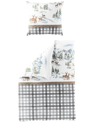 BIERBAUM Bettwäsche 4011, 2-teilig aus Biber - Bettwäsche-Sets aus 100 % Baumwolle, kuschelig warm und pflegeleicht – ideal für behagliche Nächte im Winter.