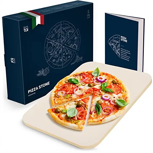 Blumtal Pizzastein für Backofen & Grill – Eckig aus Cordierit-Stein - Hitzebeständiger Pizzastein bis 900 °C für knusprige Pizza und Brot. Ideal für Backofen, Gas- und Kohlegrill. Perfekte Wärmeverteilung dank Cordierit für gleichmäßiges Backen. Maße: 38x30 cm, leicht zu reinigen.