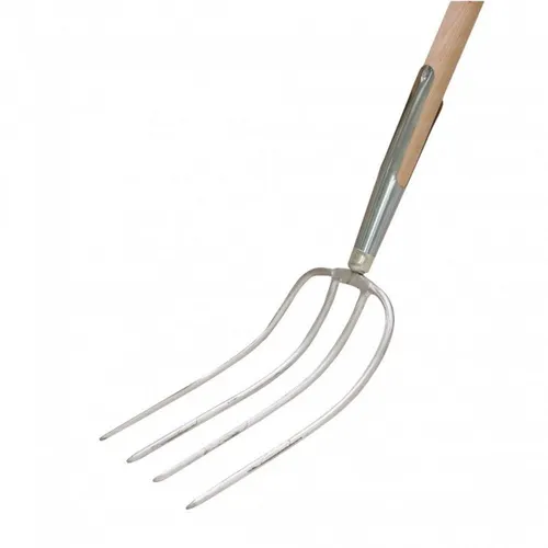 Dunggabel mit 4 Zinken, 135 cm Eschenholzstiel und Schienenzwinge, 31x23 cm