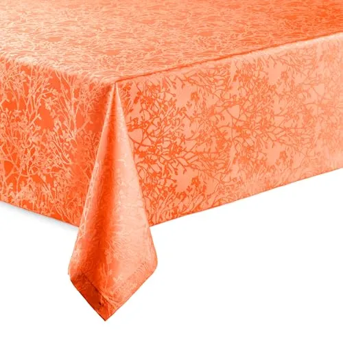 Hochwertige Tischdecke mit Saumrand Harmony Terra Orange Oval 135 x 180 cm pflegeleicht