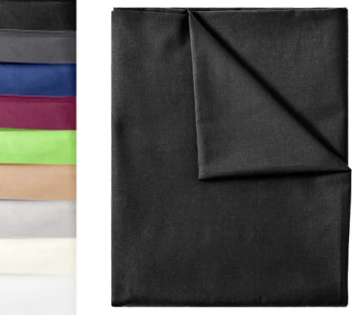 NatureMark Bettlaken klassisches Betttuch Haustuch, 100% Baumwolle, Gummizug: ohne, (1 Stück), Laken Haustuch, viele Größen und Farben, 140x200 cm, Schwarz