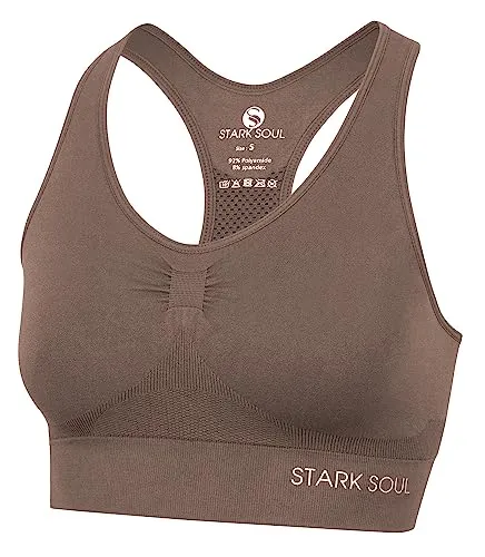 STARK SOUL Bra Light Support - Sport BH doppellagig für Damen - deep Taupe - Größe L