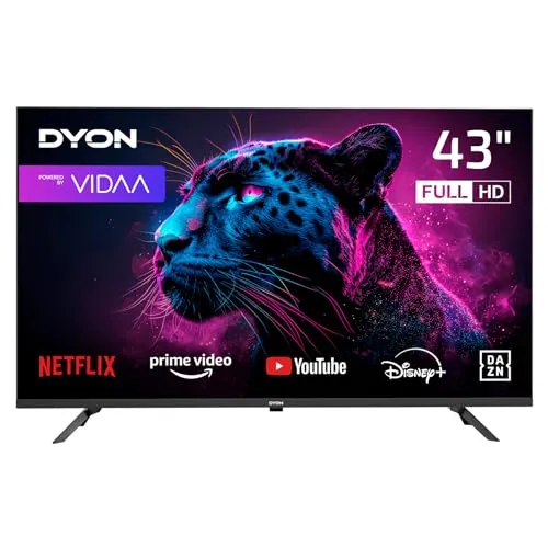 DYON Movie Smart 43 VX – 43 Zoll Full-HD Fernseher - Fernseher mit 43 Zoll Full-HD und Triple Tuner, ideal für Streaming-Fans dank VIDAA OS und direkter App-Zugriffe auf Netflix, Prime Video und mehr.