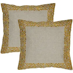 Marrakesch Orient & Mediterran Interior Zierkissen 2er Set Frisia Gold 40x40cm, Handgefertigt - Dieses handgefertigte Zierkissen-Set Frisia Gold bringt mit kunstvoller Stickerei und 40 × 40 cm Größe stilvolle Akzente in dein Zuhause. Ideal für Sofa oder Bett, vereint es Boho- und Vintage-Stile und sorgt für eine gemütliche Atmosphäre.