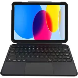 Deqster Smart Combo Touch Keyboard für iPad 10.9" (10. Gen) - Praktische Tastatur mit deutschem QWERTZ-Layout, abnehmbarer Hülle und Hintergrundbeleuchtung. Integrierter Aufsteller und Multi-Touch-Trackpad für optimale Bedienung.