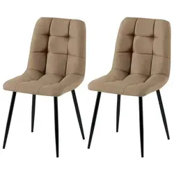 CLP Esszimmerstuhl Tilde - 2er Set gepolstert in Taupe - Esszimmerstühle mit modernem Design, bis 150 kg belastbar und pflegeleicht. Die gepolsterte Sitzfläche und die ergonomische Rückenlehne bieten höchsten Komfort, ideal für Esszimmer und Küche.