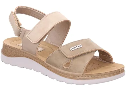 Rohde BAVIERA Riemchensandale – Bequemer Sommerschuh mit Softfußbett - Wanderschuhe mit Klettverschluss und Keilabsatz, ideal für komfortable Sommertage. Das gepolsterte Softfußbett sorgt für perfekten Tragekomfort.