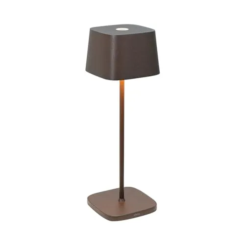 Zafferano Ofelia Pro Corten LED-Tischleuchte - Wiederaufladbare und dimmbare Tischleuchte mit warmweißem Licht (2200-3000K) für Innen- und Außenbereiche. Ideal für Bars und Wohnräume, bis zu 9 Stunden Akkulaufzeit.