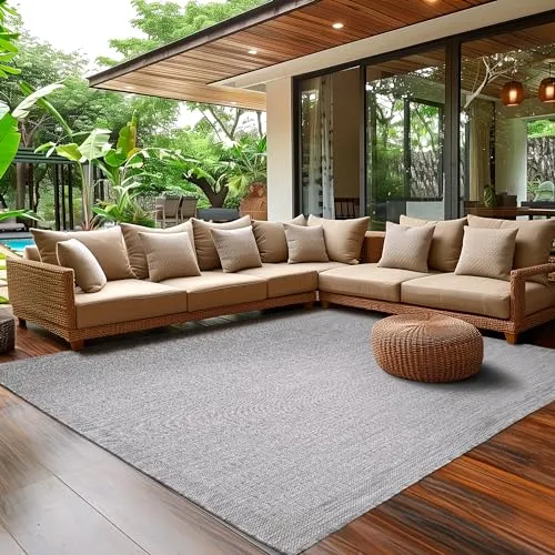 Outdoor Teppich Wetterfest für Terrasse, Balkon & Garten – Einfarbiges Design - Verleihen Sie Ihrem Außenbereich mit unserem wetterfesten Outdoor-Teppich einen Hauch von Eleganz. Ideal für Terrassen und Balkone, pflegeleicht und waschbar für unkomplizierte Reinigung.