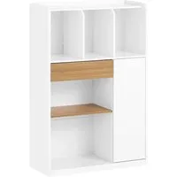 SoBuy Bücherregal mit Schublade - Platzsparendes Regal für Büro & Zuhause - Büro-Bücherregal mit großer Schublade für Rechnungen und offenen Fächern für Bücher. Ideal für kleine Räume mit nur 30cm Tiefe und bis 65kg belastbar.