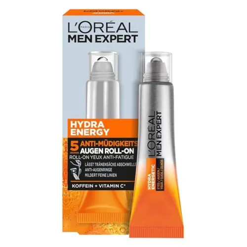 L'Oréal Men Expert Augen Roll-On für Männer - Tagespflege für Männer mit belebendem Roll-On gegen müde Augen, versorgt die Haut 24 Stunden mit Feuchtigkeit und reduziert Falten und Augenringe für einen wachen, strahlenden Teint.