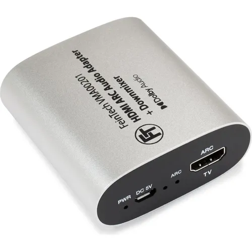 FeinTech VMA00201 HDMI-ARC Audio TV Adapter - Soundbar-Adapter mit Dolby Digital Decoder für parallele Audioausgabe auf Soundbar und Kopfhörer, ideal für Full-HD und 4K/8K TVs, inklusive Lautstärke-Steuerung über TV-Fernbedienung.