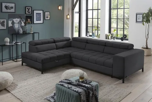 exxpo - sofa fashion Ecksofa Bocco, hochwertige Verarbeitung, toller Sitzkomfort, bequem, L-Form, wahlweise mit Bettfunktion u. Bettkasten, inkl. Kopfteilverstellung