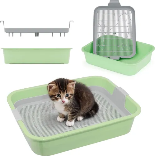 Kätzchentoilette Kleines Katzenklo für Kitten mit Sieb Toilette für Kleintiere Kaninchentoilette Nagertoilette Grün