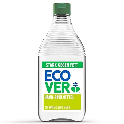 Ecover Hand-Spülmittel Zitrone & Aloe Vera 950ml - Reinigungsmittel, 100% biologisch abbaubar und umweltfreundlich, mit frischem Zitrusduft für strahlend sauberes Geschirr.